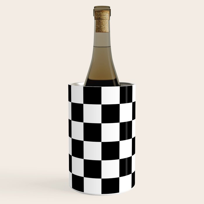 Checkered (Black & White Pattern) Wine Chiller Gallery Image 1