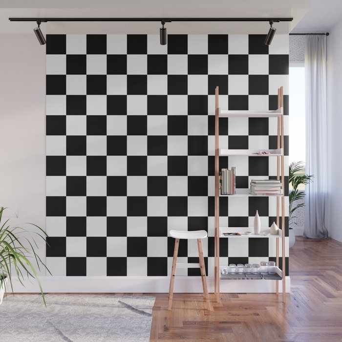 Checkered (Black & White Pattern) Wall Mural Gallery Image 1