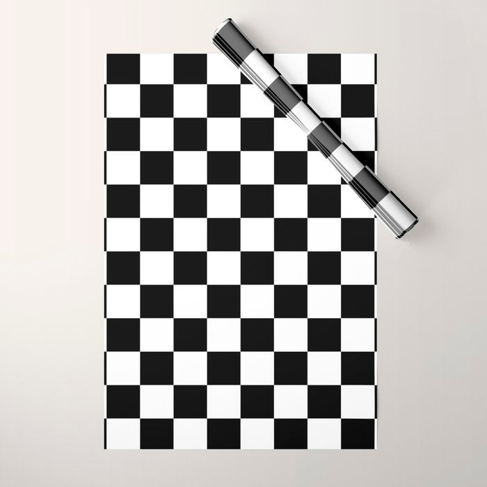 Checkered (Black & White Pattern) Wrapping Paper Gallery Image 1