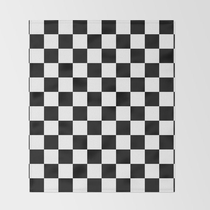 Checkered (Black & White Pattern) Throw Blanket Gallery Image 2