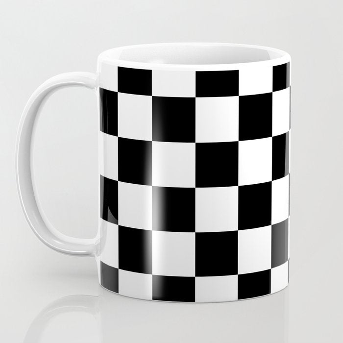 Checkered (Black & White Pattern) Coffee Mug Gallery Image 3