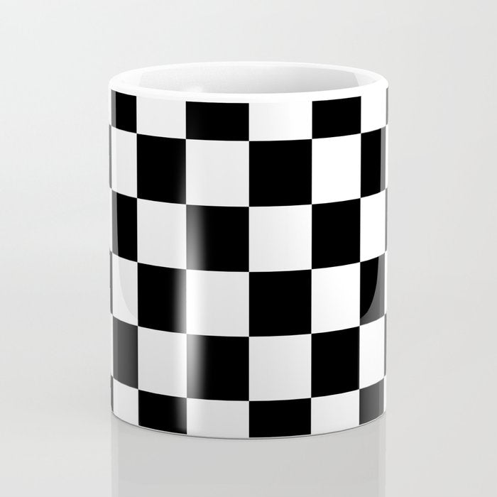 Checkered (Black & White Pattern) Coffee Mug Gallery Image 4
