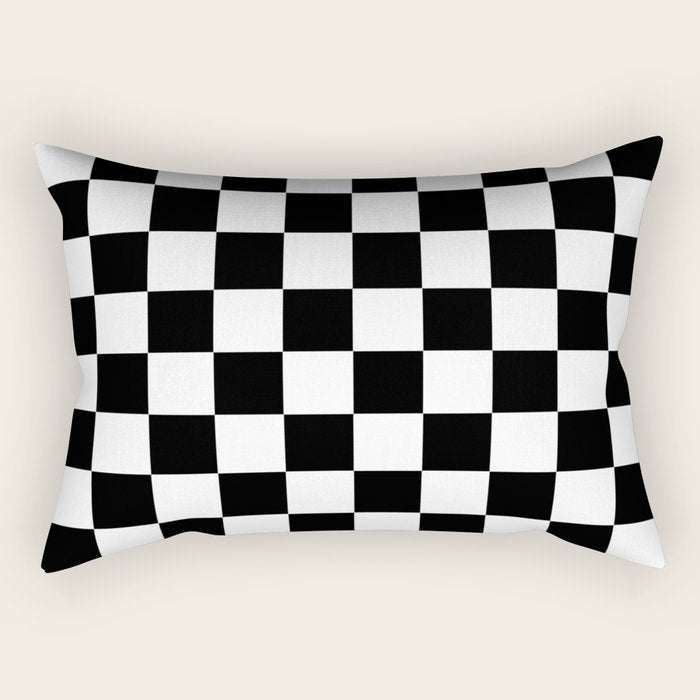 Checkered (Black & White Pattern) Rectangular Pillow Gallery Image 1