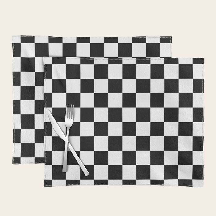Checkered (Black & White Pattern) Placemat Gallery Image 1