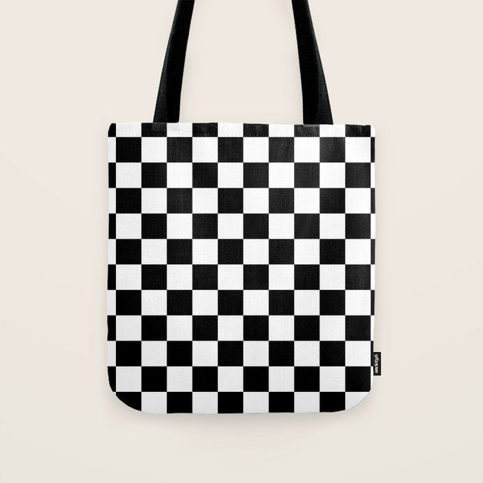 Checkered (Black & White Pattern) Tote Bag Gallery Image 1