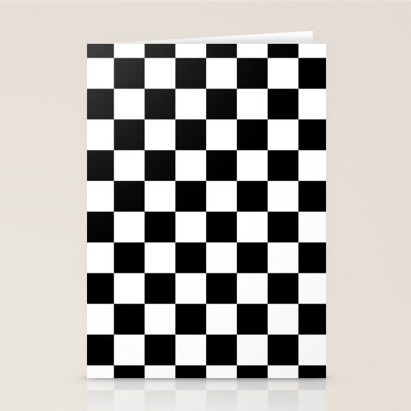 Checkered (Black & White Pattern) Stationery Card Gallery Image 2