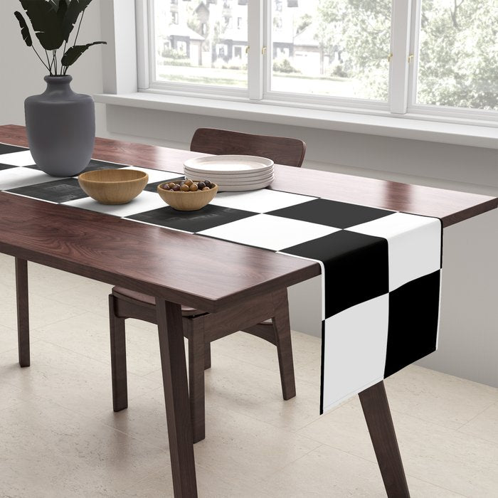 Checkered (Black & White Pattern) Table Runner Gallery Image 2