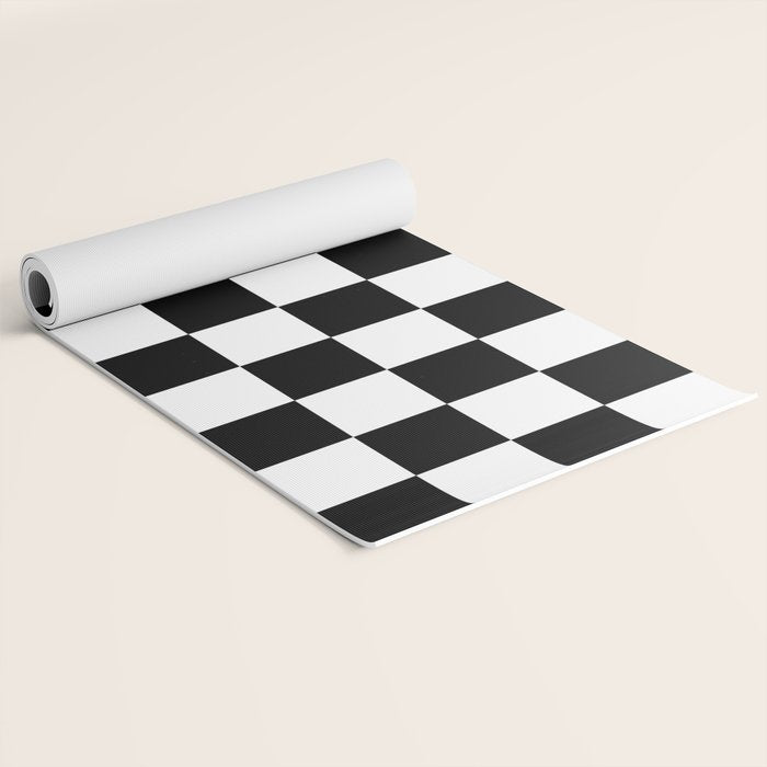 Checkered (Black & White Pattern) Yoga Mat Gallery Image 2