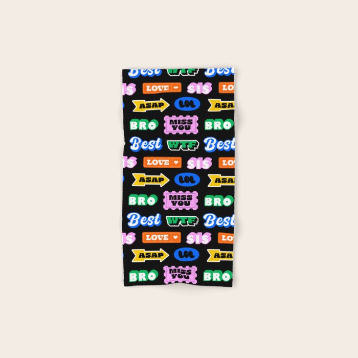 Fun retro quote sticker pattern Bath Towel Gallery Image 1