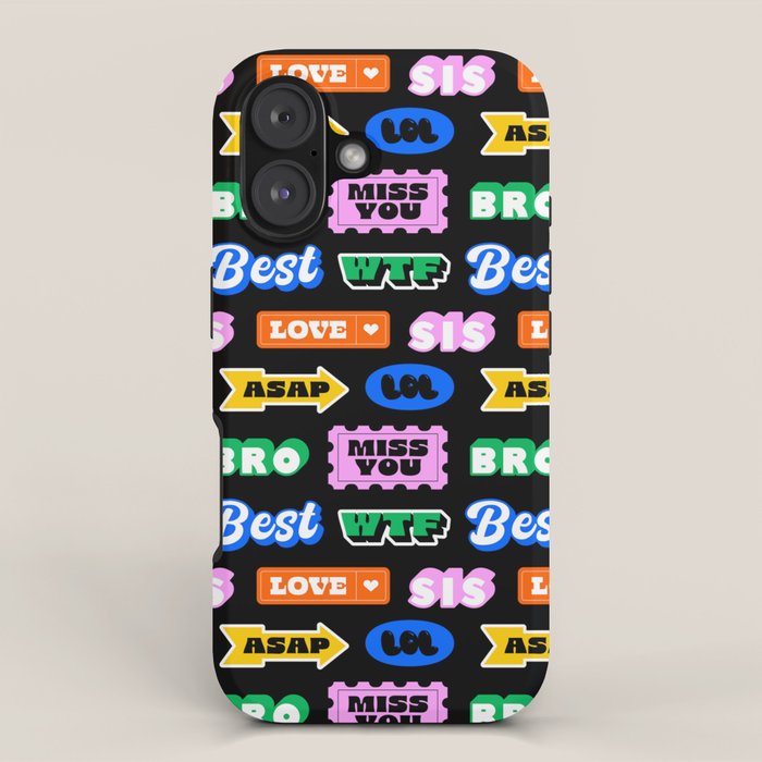 Fun retro quote sticker pattern iPhone Case Gallery Image 1
