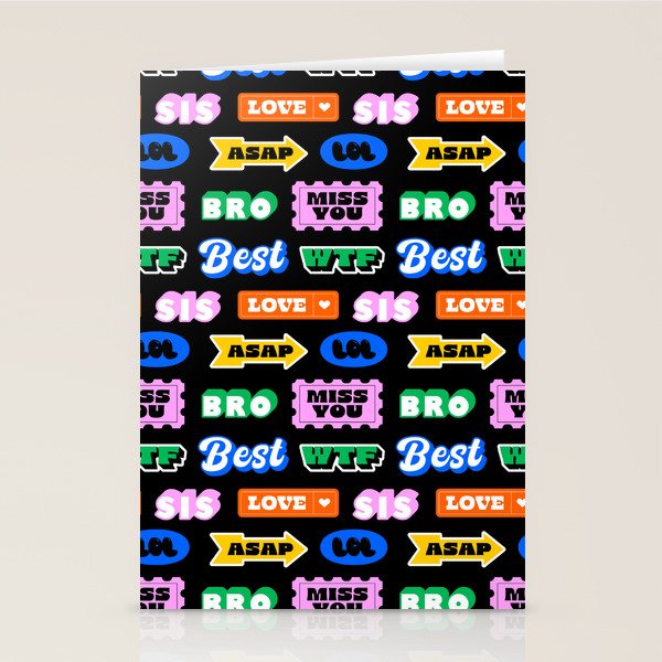 Fun retro quote sticker pattern Stationery Card Gallery Image 2
