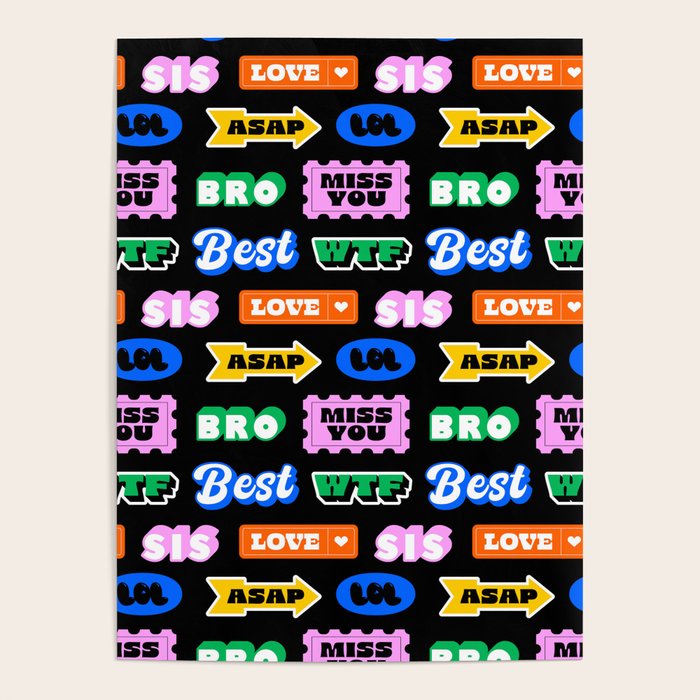 Fun retro quote sticker pattern Poster Gallery Image 4