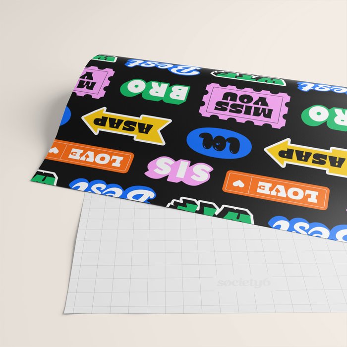Fun retro quote sticker pattern Wrapping Paper Gallery Image 2