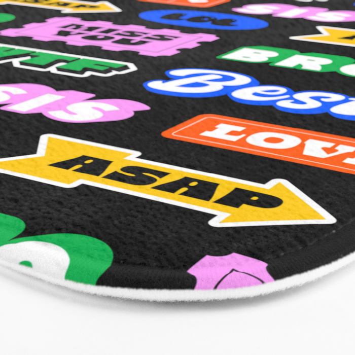 Fun retro quote sticker pattern Bath Mat Gallery Image 3