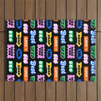 Fun retro quote sticker pattern Outdoor Rug Gallery Image 1