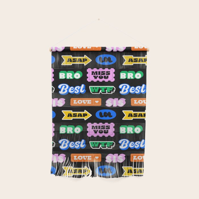 Fun retro quote sticker pattern Wall Hanging Gallery Image 1