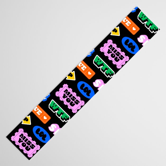 Fun retro quote sticker pattern Table Runner Gallery Image 3