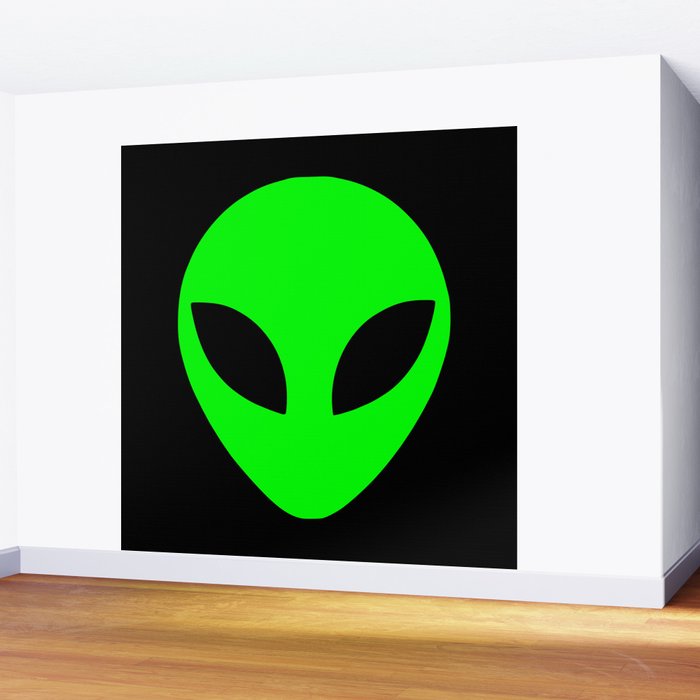 Black and Green Alien Head Shape Wall Mural Gallery Image 2