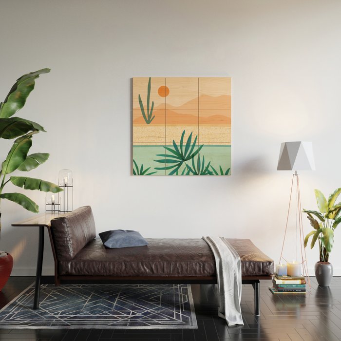 Southwest Poolside Desert Landscape Series Wood Wall Art Gallery Image 2