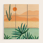 Southwest Poolside Desert Landscape Series Wood Wall Art Gallery Image 1
