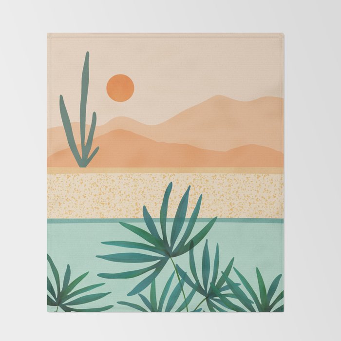 Southwest Poolside Desert Landscape Series Throw Blanket Gallery Image 2