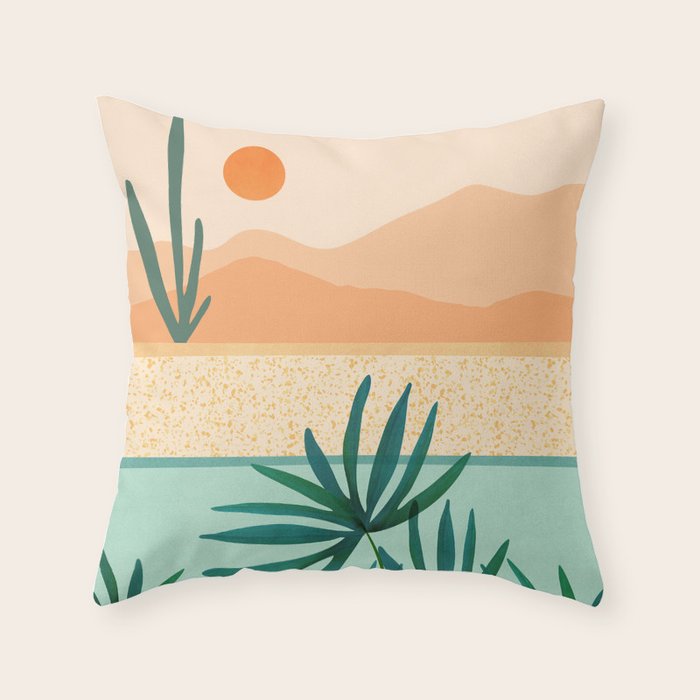 Southwest Poolside Desert Landscape Series Throw Pillow Gallery Image 6