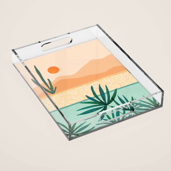 Southwest Poolside Desert Landscape Series Acrylic Tray Gallery Image 1