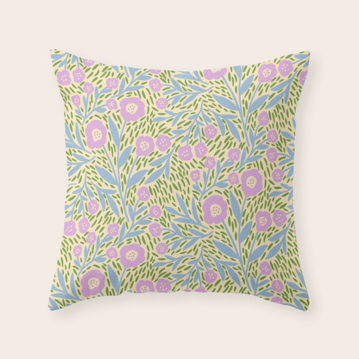 Botanical Garden - Lilac, Blue and Green  Throw Pillow Gallery Image 6