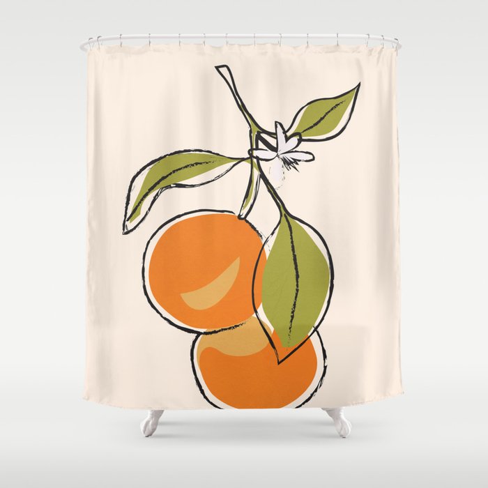 Modern Minimalist Oranges Shower Curtain Gallery Image 1