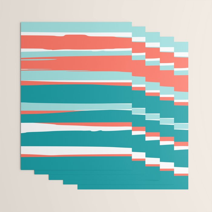 Colorful Stripes, Coral, Teal and Aqua Wrapping Paper Gallery Image 3