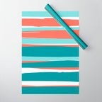 Colorful Stripes, Coral, Teal and Aqua Wrapping Paper Gallery Image 1