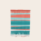 Colorful Stripes, Coral, Teal and Aqua Wall Hanging Gallery Image 1