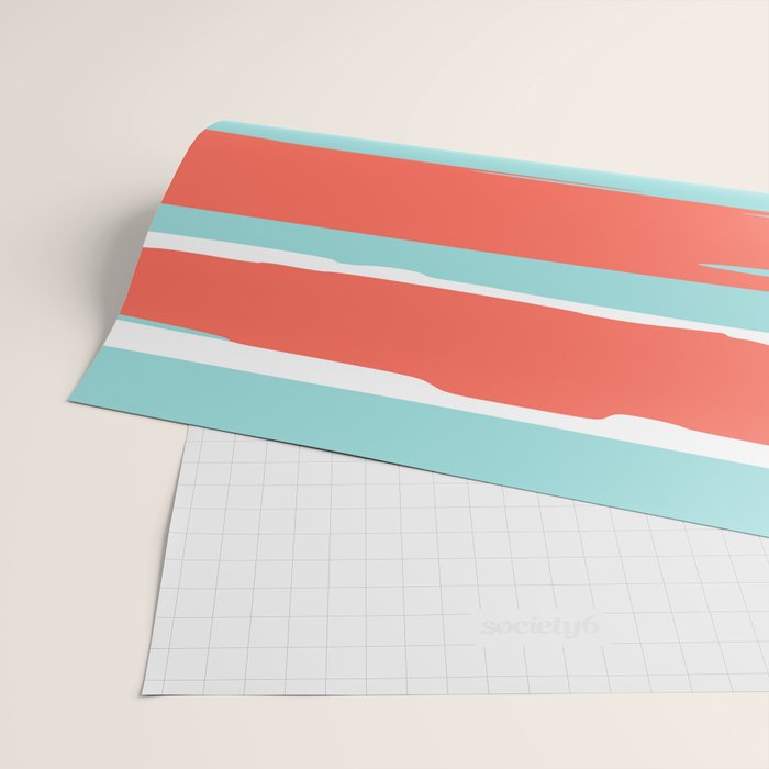 Colorful Stripes, Coral, Teal and Aqua Wrapping Paper Gallery Image 2