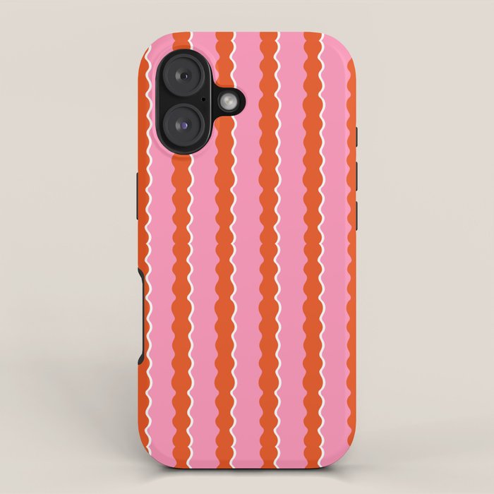 Pink and Orange, Wavy, Squiggle, Scallop, Stripes iPhone Case Gallery Image 1