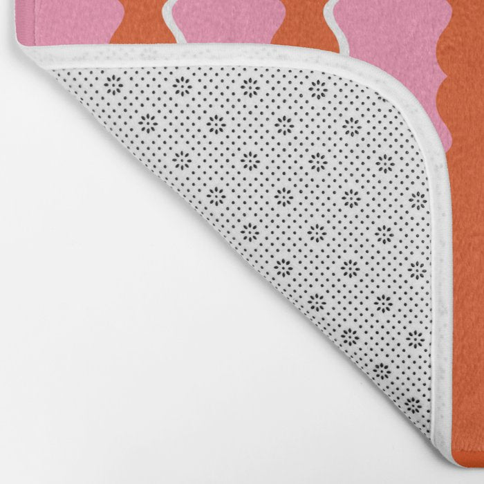 Pink and Orange, Wavy, Squiggle, Scallop, Stripes Bath Mat Gallery Image 2