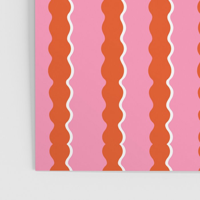 Pink and Orange, Wavy, Squiggle, Scallop, Stripes Poster Gallery Image 3