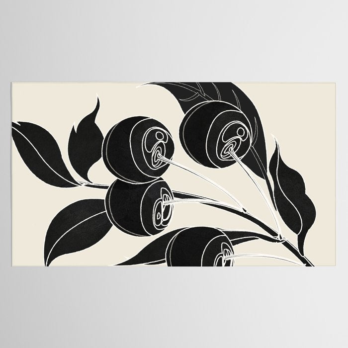 Minimalist Cherry Fruit Line Art 1 Tablecloth Gallery Image 2