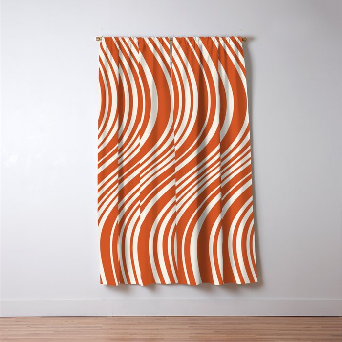 Wavy Stripes XLVIII - Bright Retro Red Window Curtain Gallery Image 3