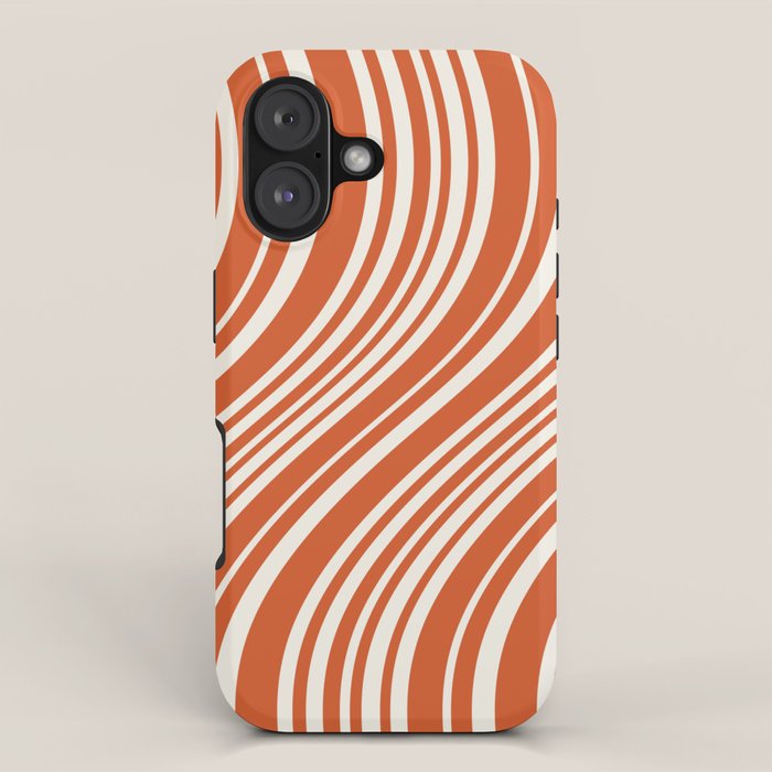 Wavy Stripes XLVIII - Bright Retro Red iPhone Case Gallery Image 1