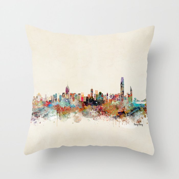 hong kong skyline Throw Pillow Gallery Image 1