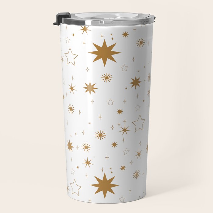 Golden Starburst Holiday Pattern Travel Mug Gallery Image 3