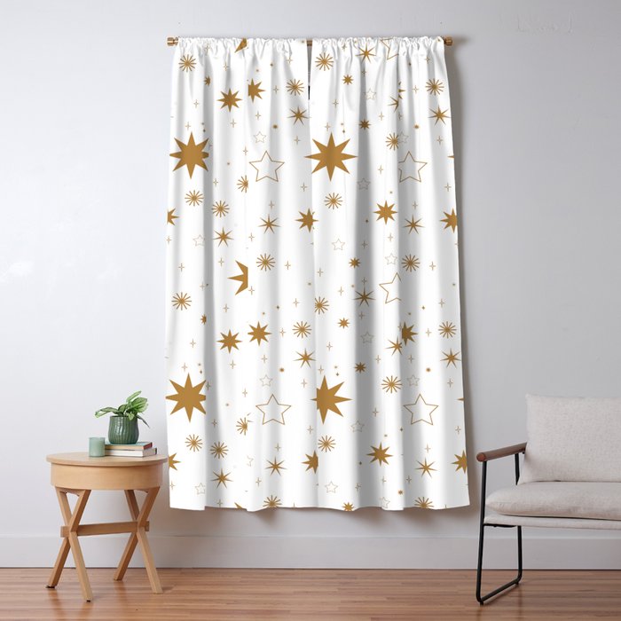 Golden Starburst Holiday Pattern Window Curtain Gallery Image 1