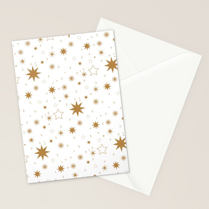 Golden Starburst Holiday Pattern Stationery Card Gallery Image 2