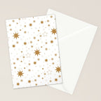Golden Starburst Holiday Pattern Stationery Card Gallery Image 2