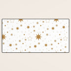 Golden Starburst Holiday Pattern Desk Mat Gallery Image 3
