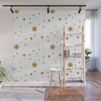 Golden Starburst Holiday Pattern Wall Mural Gallery Image 1