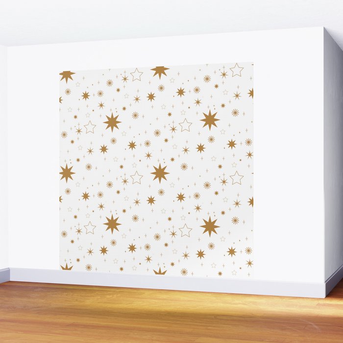 Golden Starburst Holiday Pattern Wall Mural Gallery Image 2