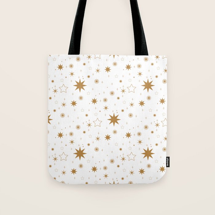 Golden Starburst Holiday Pattern Tote Bag Gallery Image 1