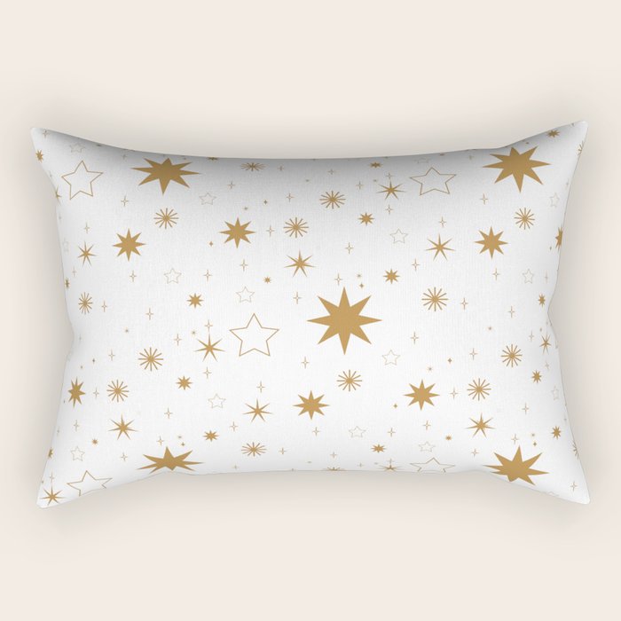 Golden Starburst Holiday Pattern Rectangular Pillow Gallery Image 2