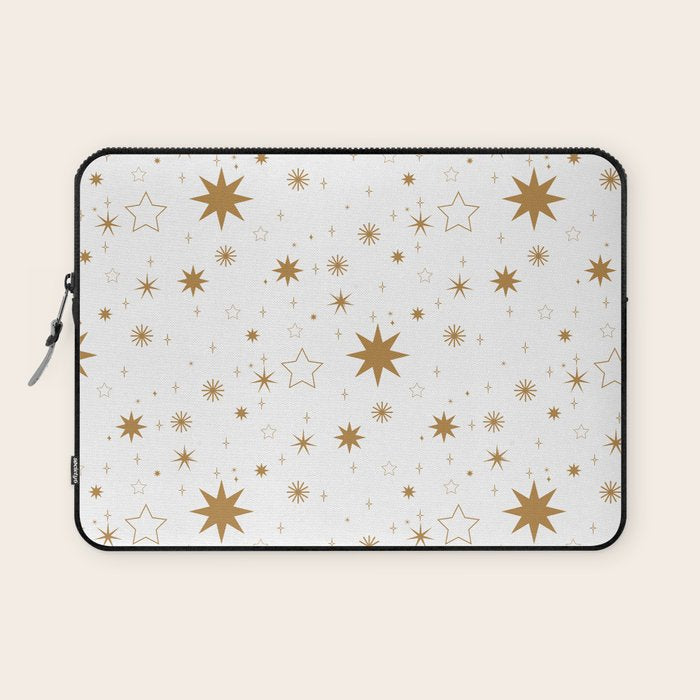 Golden Starburst Holiday Pattern Laptop Sleeve Gallery Image 1